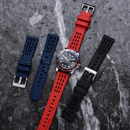 Bracelet de montre en caoutchouc FPM FKM, 20mm 22mm, dégagement rapide, qualité supérieure, conception de Structure poreuse, bracelet de Sport Durable et confortable