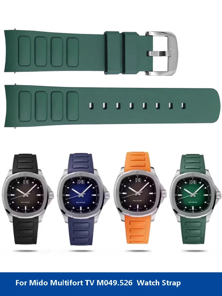 Mido美度表Multifort TV系列M049.526专用防水橡胶表带，22mm，M049弧形接口，硅胶手表配件