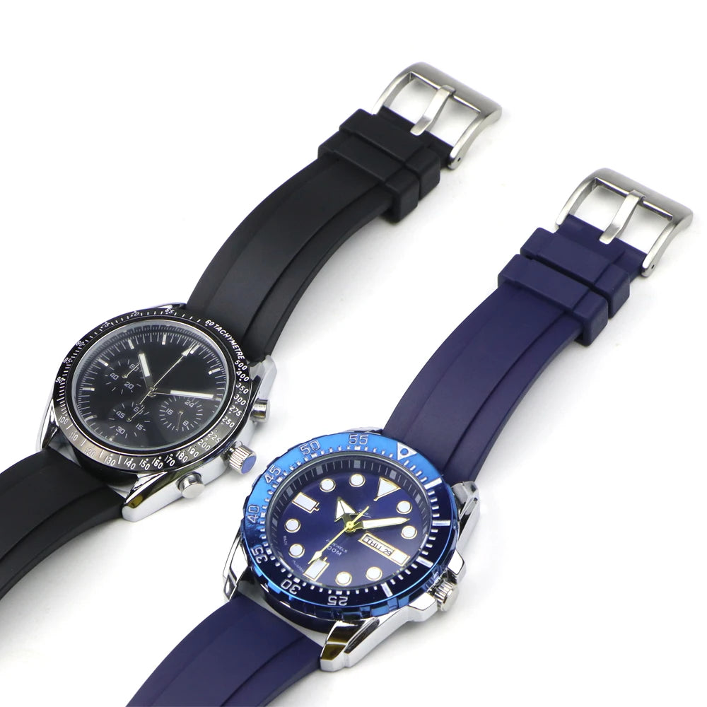 Cinturino per orologio in gomma fluorurata FKM con sgancio rapido, impermeabile, antipolvere, da esterno, cinturino da immersione, 20 mm, 22 mm, 24 mm