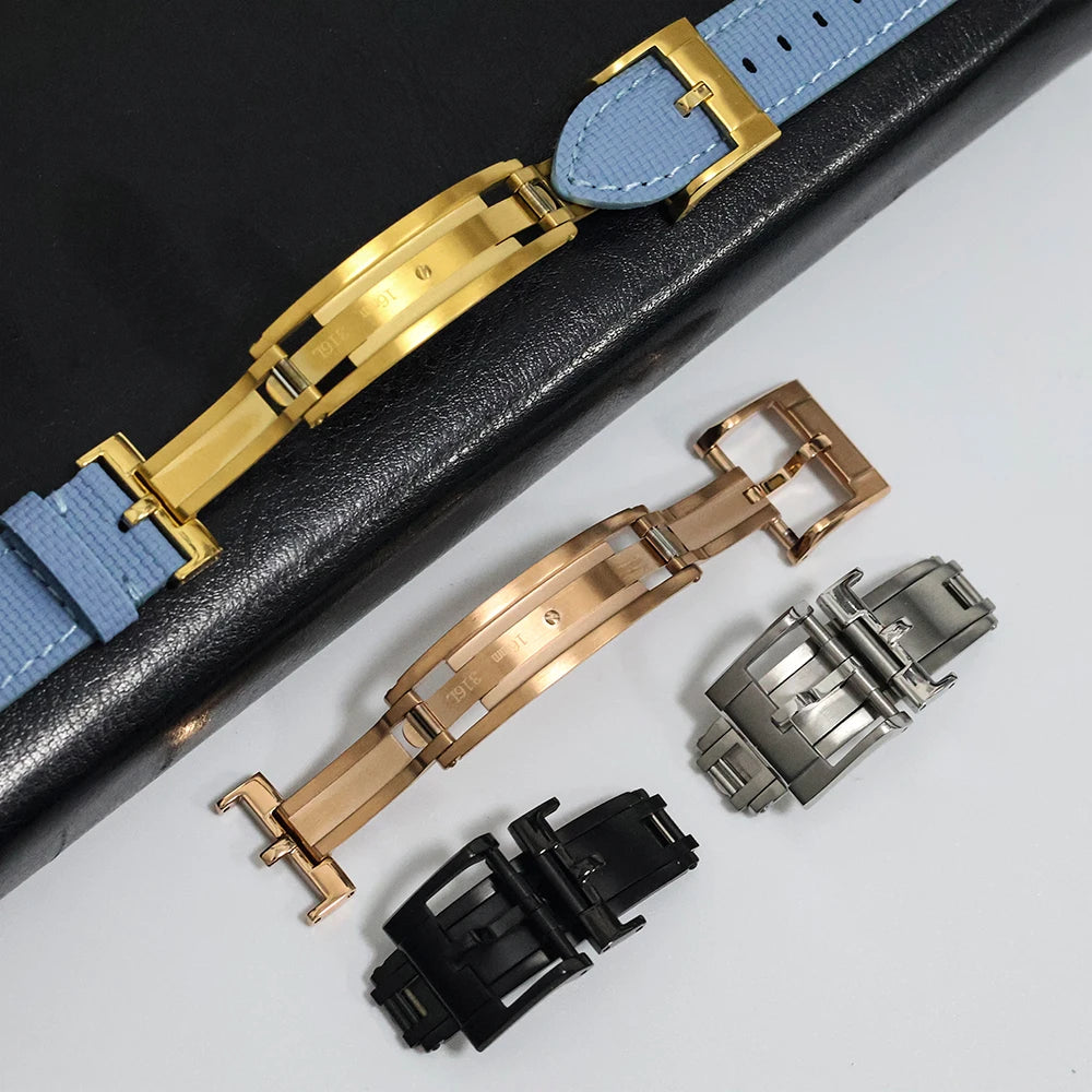 Fermoir déployant à ressort 16 mm 18 mm, ajustement parfait pour les bracelets de montre en cuir