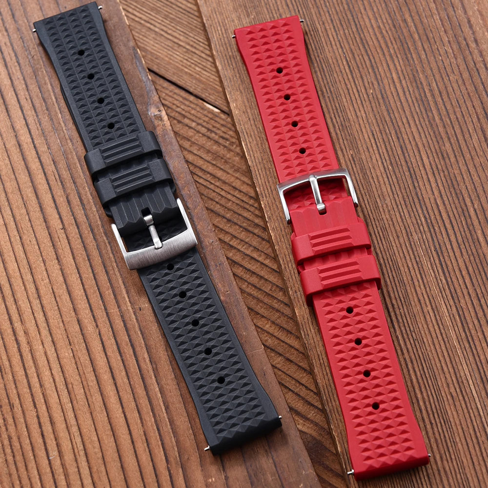 JUELONG – bracelets de montre en caoutchouc gaufré FKM, à dégagement rapide, étanche, Durable, en caoutchouc fluoré, 20mm 22mm, pour montre de plongée traditionnelle
