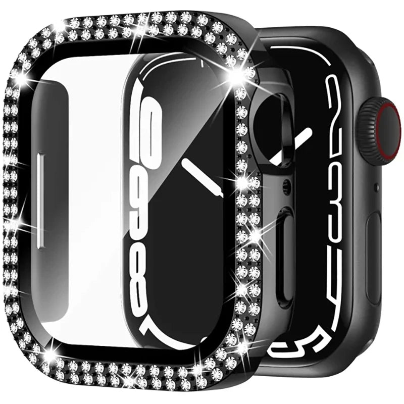 Coque en verre et diamant pour Apple Watch, 46mm 40mm 44mm 41mm 42mm 45mm, protection antichoc brillante, iWatch série 11 10 9 SE 7 8