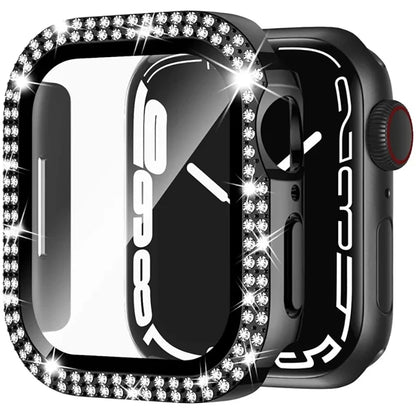 Coque en verre et diamant pour Apple Watch, 46mm 40mm 44mm 41mm 42mm 45mm, protection antichoc brillante, iWatch série 11 10 9 SE 7 8