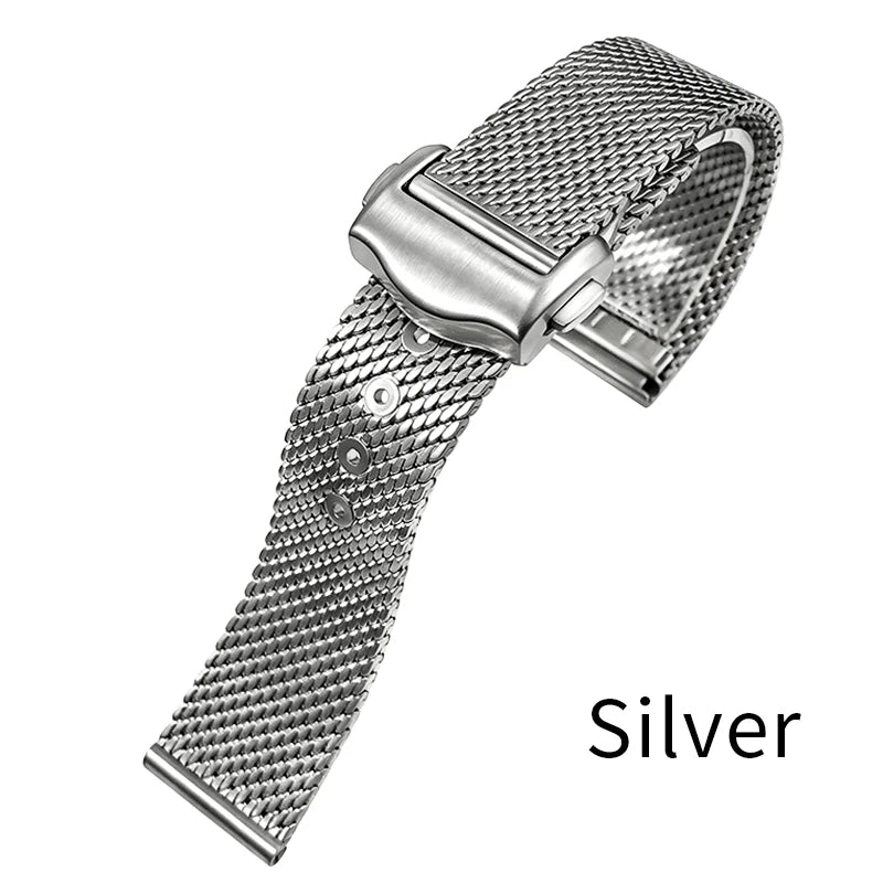 Premium Stainless Steel Milanese Watch Strap for Omega Seamaster Aqua Terra Speedmaster 19/20mm, Double Safety Clasp Replacement Band