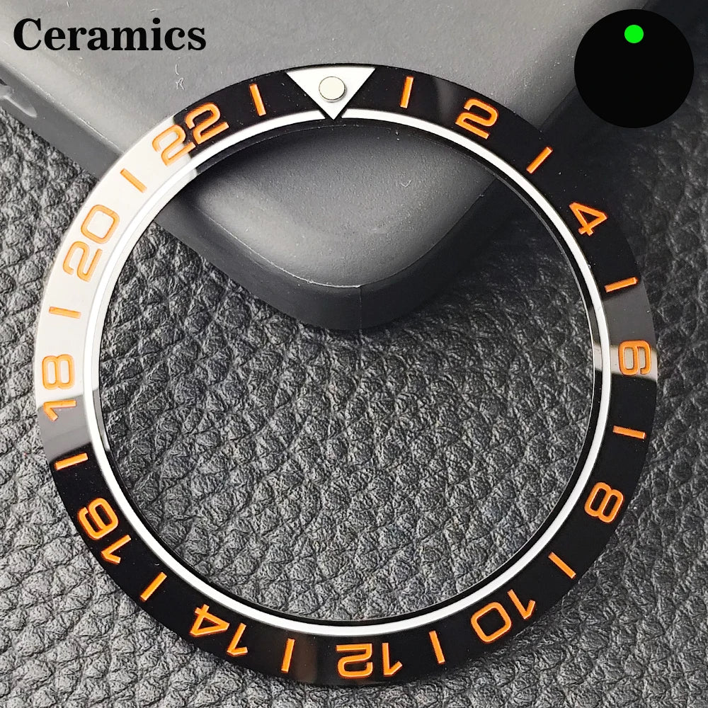 Insert de lunette incliné en céramique/aluminium 41.5mm x 32.7mm, adapté au remplacement de lunette de montre pour hommes, accessoires de montre