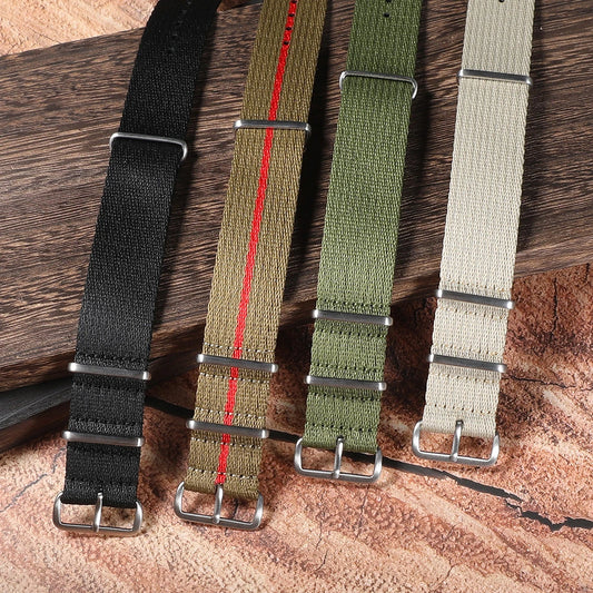 Cinturino per orologio monopezzo in nylon morbido 20mm 22mm, cinturino premium liscio a passaggio singolo, tessuto intrecciato a righe, cinturino da polso