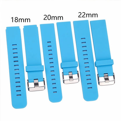 HENGRC 5 Colors Silicone Rubber Watch Band 18mm 20mm 22mm Women Men Watch Strap Waterproof Sports Watch Belt Polished Buckle