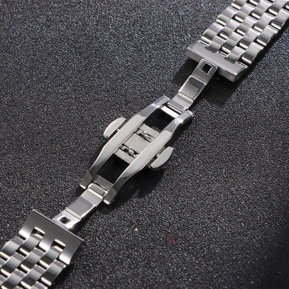 Edelstahlarmband 12/14/16/18/19/20/21/22 mm für Tissot-Uhren mit gebogenem Anstoß, universelles Seiko-Armband mit Schmetterlingsschließe