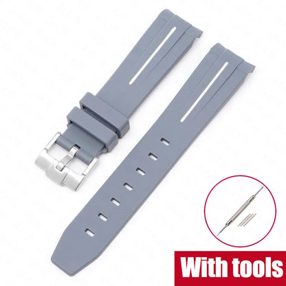 Curved End Rubber Strap for MoonSwatch, 20mm, for Men and Women, Waterproof Sport Watch Band