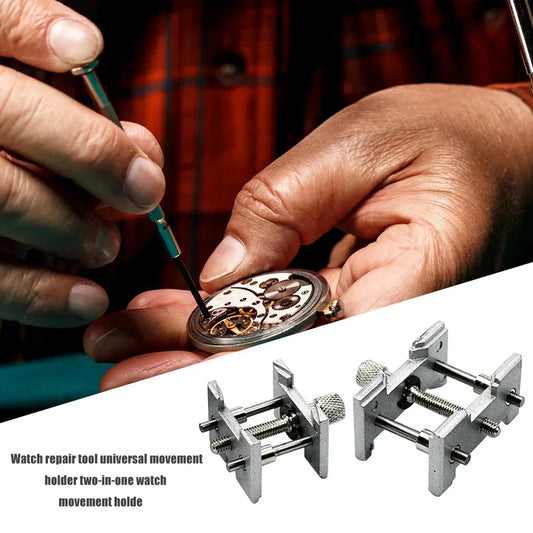 Support de mouvement de montre universel multifonctionnel, Base fixe 2 en 1, outils de réparation de pince de boîtier de montres pour horloger 2 pièces