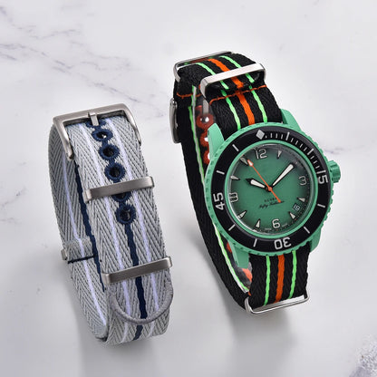 Bracelets de montre lumineux en Nylon recyclé, 20mm 22mm, tissés brodés, écologiques, pour montres de la série Scuba cinquante