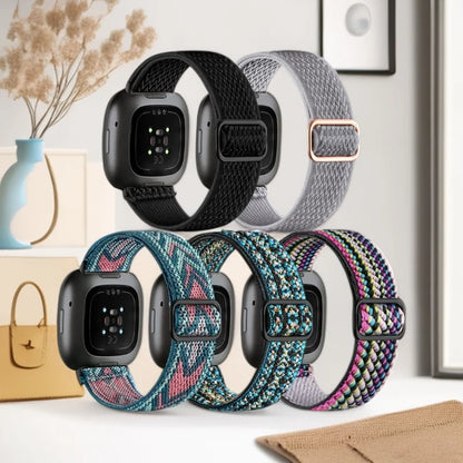 5-Pack Nylon Elastic Loop Bands for Fitbit Versa 4/Versa 3, Replacement Strap for Fitbit Versa 2/Sense 2/Sense Watch Band
