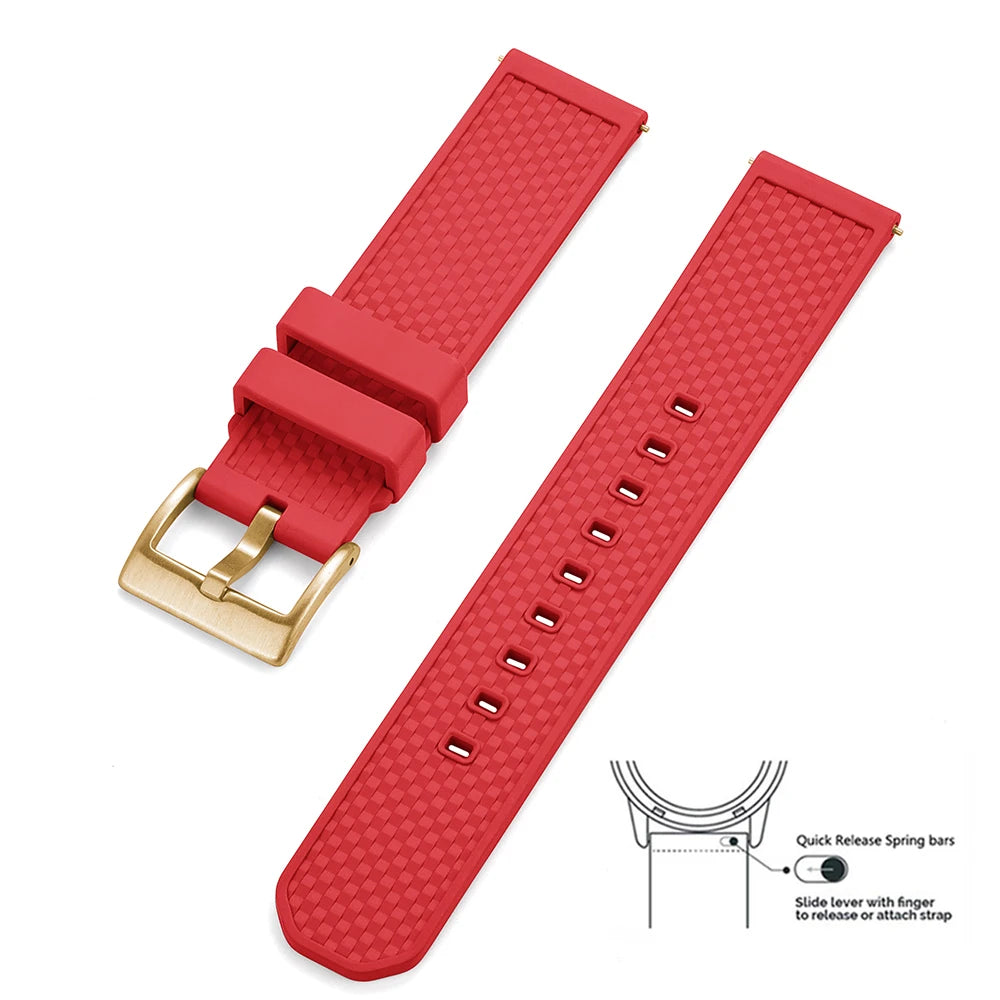 Premium Quality 18mm 20mm 22mm FPM/FKM Watch Strap, New Design Quick Release Fluoro Rubber Watchbands for Every Smartwatch Brand