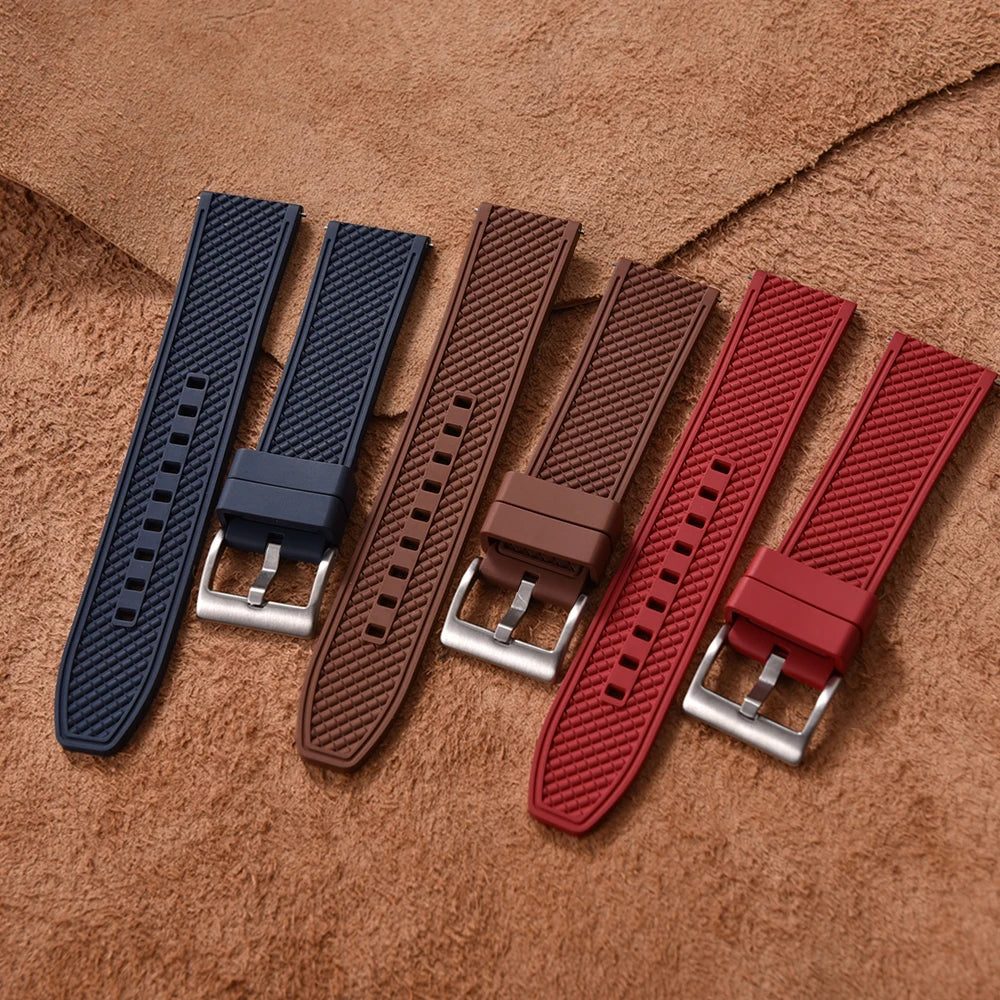 18mm 20mm 22mm 24mm haute qualité forme de balle FKM bracelet de montre en caoutchouc à dégagement rapide bracelet de plongée souple étanche pour HAISCH