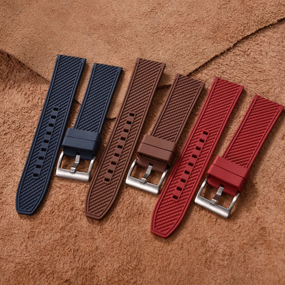 18mm 20mm 22mm 24mm haute qualité forme de balle FKM bracelet de montre en caoutchouc à dégagement rapide bracelet de plongée souple étanche pour HAISCH