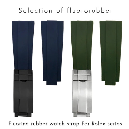 Bracelet de montre en caoutchouc fluoré FKM souple, 18mm, 20mm, 21mm, 22mm, pour Rolex Submariner GMT Daytona Yacht-Master, boucle coulissante OYSTERFLEX