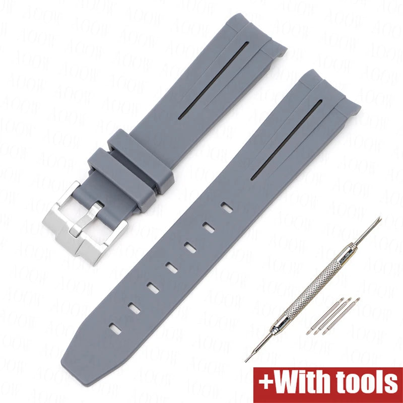 Curved End Rubber Strap for MoonSwatch, 20mm, for Men and Women, Waterproof Sport Watch Band
