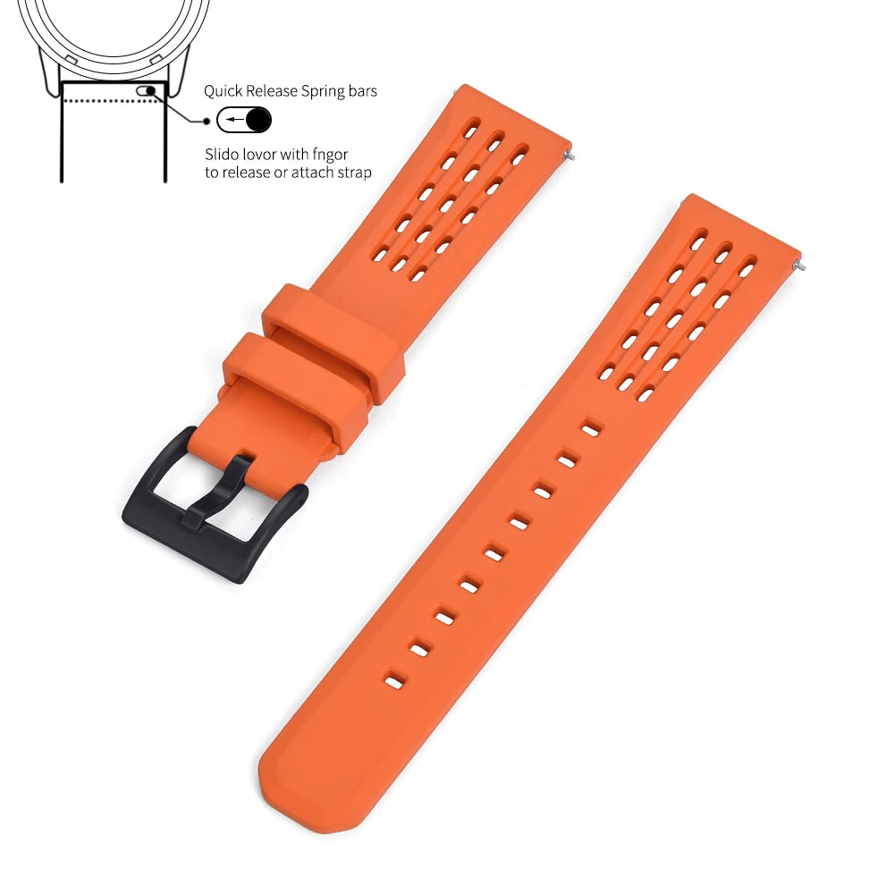 Bracelet de montre en caoutchouc FPM FKM, 20mm 22mm, dégagement rapide, qualité supérieure, conception de Structure poreuse, bracelet de Sport Durable et confortable