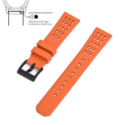 Bracelet de montre en caoutchouc FPM FKM, 20mm 22mm, dégagement rapide, qualité supérieure, conception de Structure poreuse, bracelet de Sport Durable et confortable