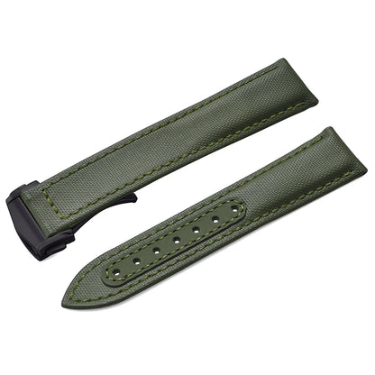 Bracelet de montre en Nylon en tissu voile, 20mm 22mm, en cuir, pour Omega Seamaster Swatch, boucle pliante, Bracelet universel