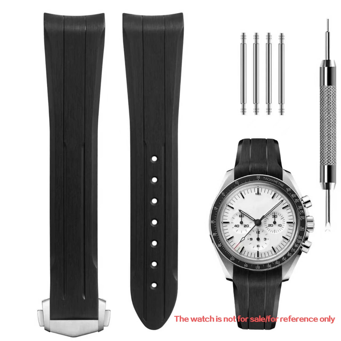 Cinturino in gomma di silicone liquido, adatto per l'edizione comune Omega x Swatch, interfaccia ad arco da 20 mm/Speedmaster/cinturino per orologio con fasi lunari
