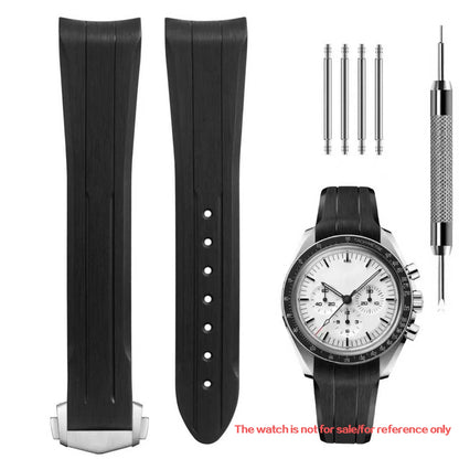 Cinturino in gomma di silicone liquido, adatto per l'edizione comune Omega x Swatch, interfaccia ad arco da 20 mm/Speedmaster/cinturino per orologio con fasi lunari