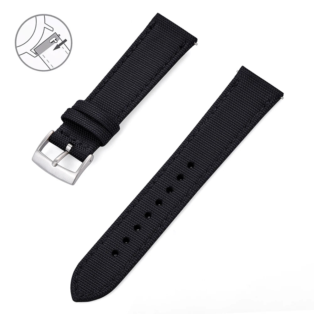 Bracelet de Montre Rapide Tissu et Cuir - Boucle ardillon - Universel