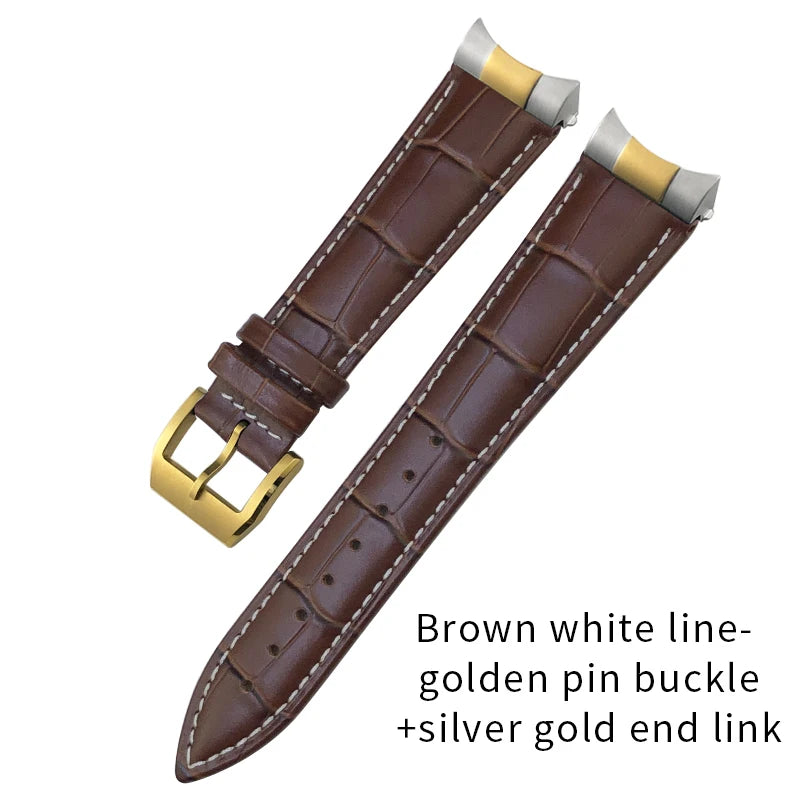 Curved End Genuine Leather Watch Strap, Crocodile Pattern Cowhide Metal Link for Tudor Black Bay 1958 20mm 22mm, Watch Band Tools