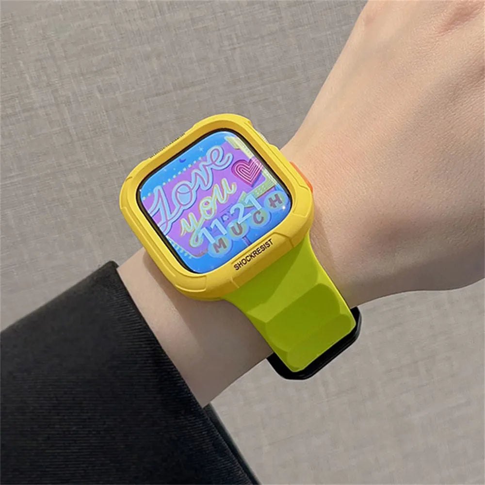 Bracelet en silicone + coque pour Apple Watch Ultra 49mm S11 S10 46mm 42mm 38 40 41 44 45mm, bracelet pour iWatch SE 9 8 7 6 5 4