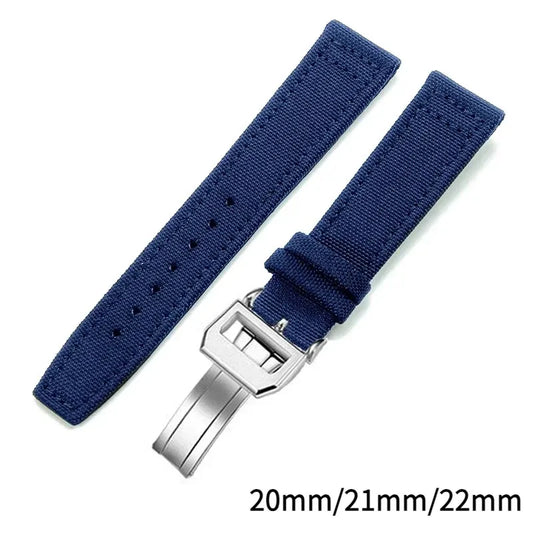 Bracelet de montre en toile de Nylon, 20mm 21mm 22mm, pour pilote IWC Portugal PORTOFINO, bracelet de montre en tissu, boucle pliante, ceinture en cuir de vache