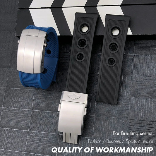 Cinturino per orologio in morbida gomma, 20mm 21mm 22mm 23mm 24mm, per Breitling Super Ocean Avenger, cinturino con fibbia déployante