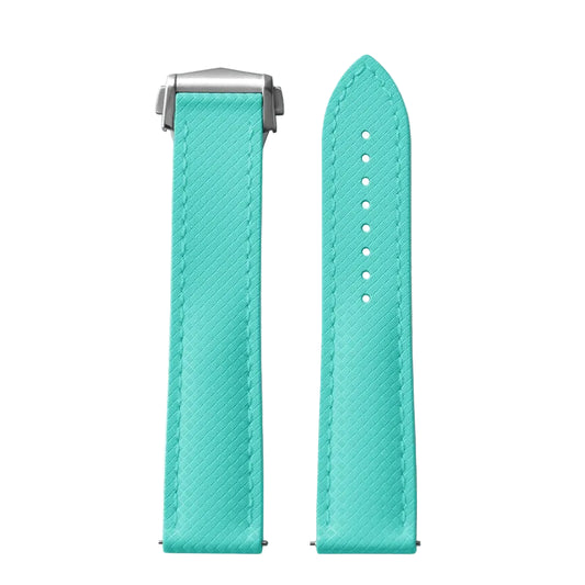 OZE Bracelet montre en Caoutchouc fluorocarbone - Surpiqures / Motif Racing - Déployante - Universel