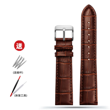 Blue Leather Bracelet for Men and Women, 12mm, 14mm, 16mm, 18mm, 20mm, 22mm for Tissot Longines, Omega Seamaster, Blue, Black, Brown