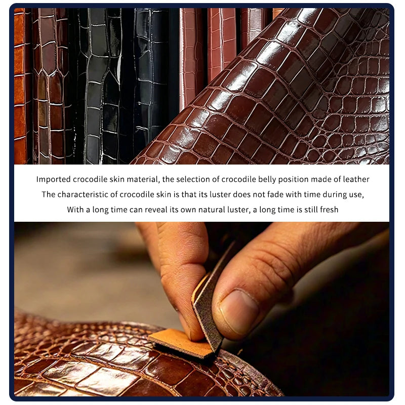 Premium Alligator Leather Strap for OMEGA De Ville, Handmade, Straight End Buckle, Hand-Stitched, Universal Version