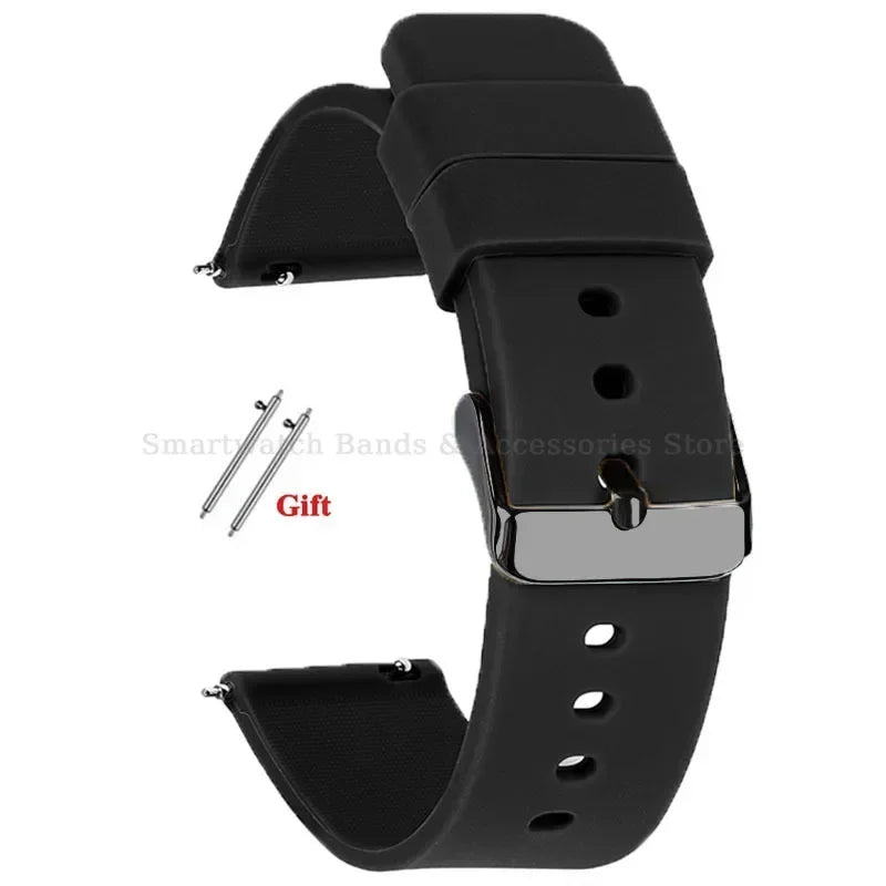 10mm 12mm 14mm 15mm 16mm 18mm 20mm 21mm 22mm 24mm Silicone Watch Band Quick Release Watch Strap for Men Women Universal Wristband