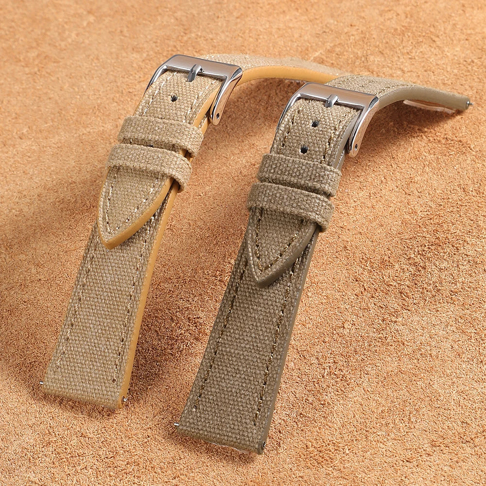 Quick-release thin canvas watch strap, made of vintage nylon fabric, 20mm 22mm, retro style, men's belt accessories