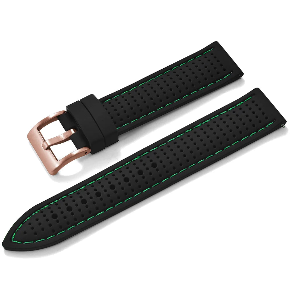 Bracelet de montre sport en silicone à dégagement rapide - Bracelet en caoutchouc souple respirant et imperméable, ajustement universel 18 mm 20 mm 22 mm pour hommes et femmes