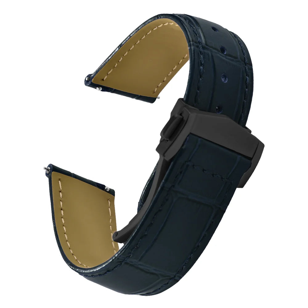 Bracelet en cuir d'origine pour montre Omega Speed Seamaster, 19mm, 20mm, 21mm, 22mm, fermoir déployant, bracelet en cuir à dégagement rapide en bambou pour hommes