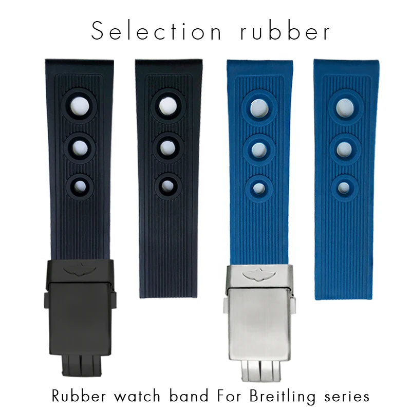 Bracelet de montre en caoutchouc de Silicone, 19mm 20mm 21mm 22mm 23mm 24mm, adapté au bracelet de montre Breitling Avenger Heritage Superocean Tudor Longines