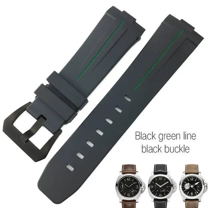 Bracelet de montre en caoutchouc naturel à extrémités courbes, 24mm, pour Panerai LUMINOR PAM00357 00111 01312, bracelet de montre en Silicone, outils gratuits