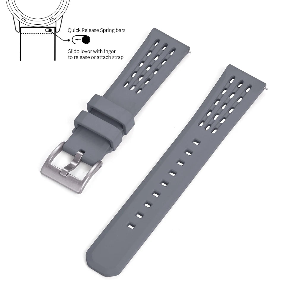 Bracelet de montre en caoutchouc FPM FKM, 20mm 22mm, dégagement rapide, qualité supérieure, conception de Structure poreuse, bracelet de Sport Durable et confortable