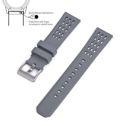 Bracelet de montre en caoutchouc FPM FKM, 20mm 22mm, dégagement rapide, qualité supérieure, conception de Structure poreuse, bracelet de Sport Durable et confortable