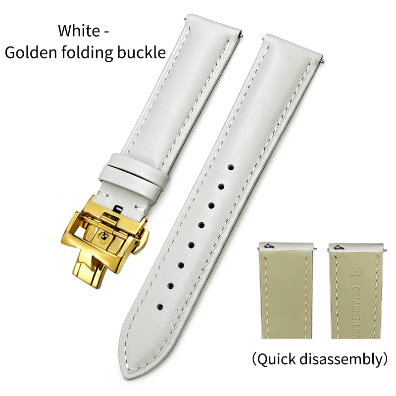 Bracelet de montre en cuir véritable à dégagement rapide 19mm 20mm 21mm 22mm pour Vacheron Constantin Patrimony VC, bracelet noir avec boucle pliable