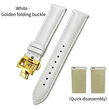 Bracelet de montre en cuir véritable à dégagement rapide 19mm 20mm 21mm 22mm pour Vacheron Constantin Patrimony VC, bracelet noir avec boucle pliable