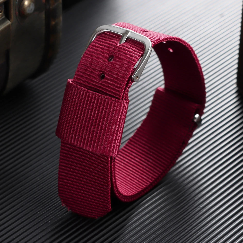 16/18/20mm Nylon Watch Band, Universal Canvas Strap for Men and Women, One-Piece Woven Bracelet