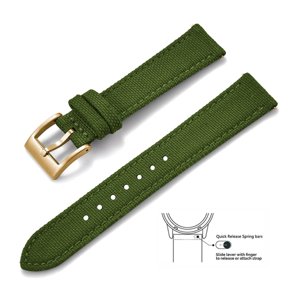 Bracelets en toile et Nylon en cuir, 18mm, 20mm, 22mm, à dégagement rapide, en tissu Vintage, pour montres Huawei Samsung