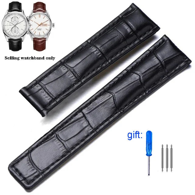 19mm 20mm 22mm Genuine Leather Strap for Tag Heuer Carrera Monaco Watch Black Brown Watchband Bracelet