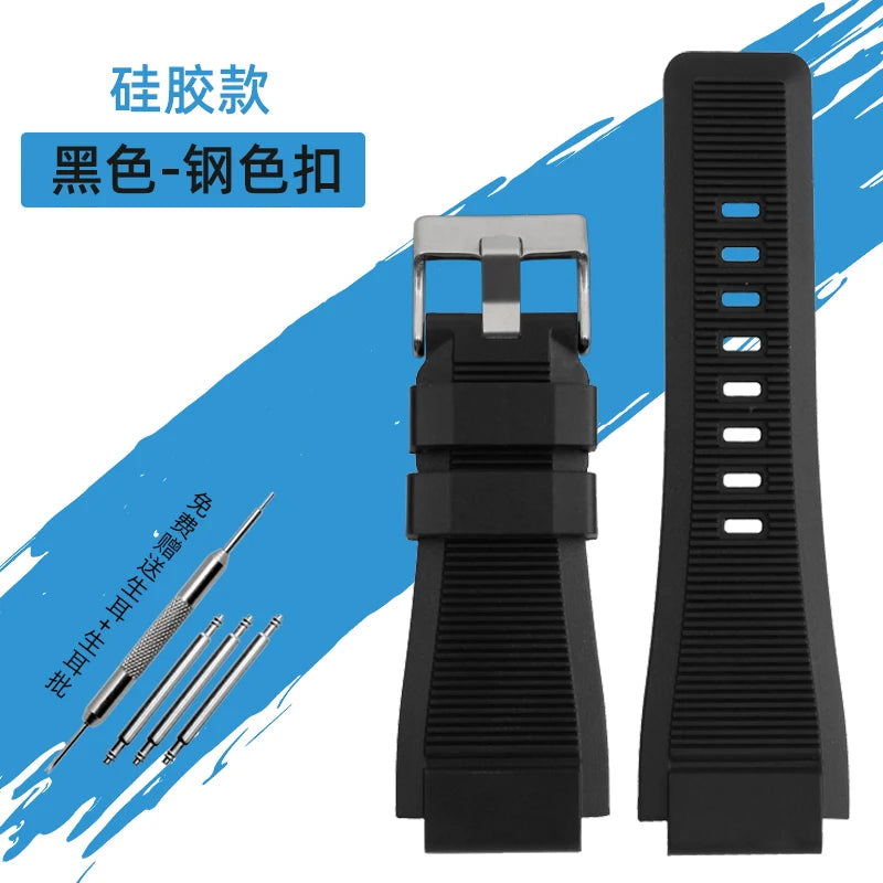 34*24mm Convex Pour Bell & Ross B & R BR-01 BR-03 High Quality Genuine Leather Strap Men's Watch Bands for BR01 BR03 Strap