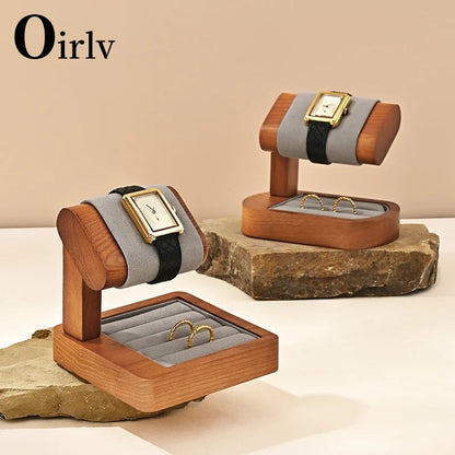 Espositore per orologi in legno a forma di T Oirlv, porta orologi in microfibra, porta gioielli per bracciali e anelli, EvaluT1, nuovo