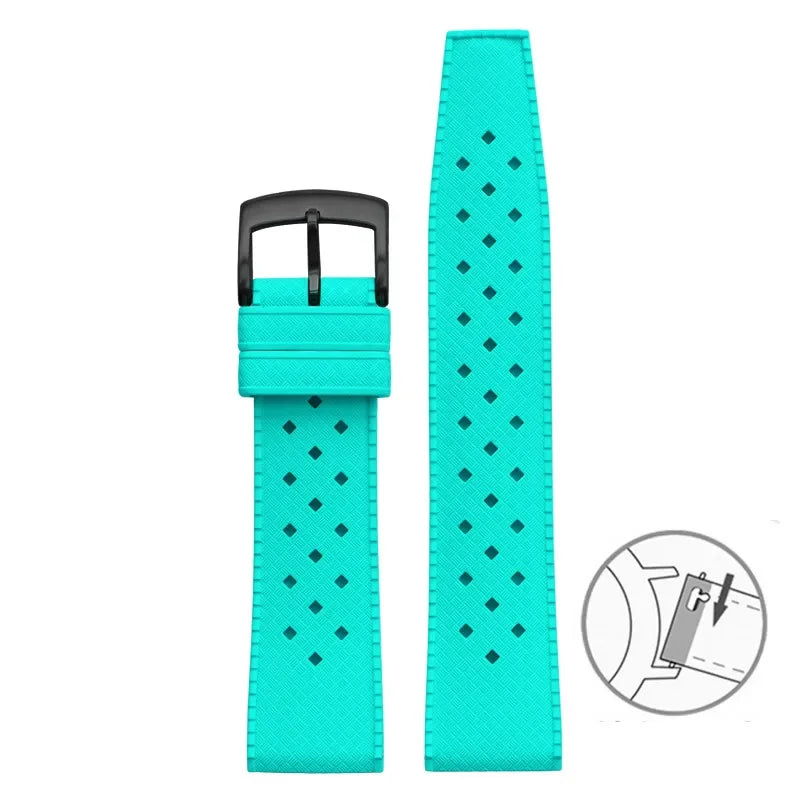 Bracelet de montre en caoutchouc fluoré, 20mm 22mm, libération rapide, Sport, étanche, FKM, pour hommes et femmes, bracelet de remplacement pour Seiko pour Citizen